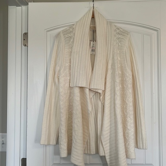 Cupio Wide Collar Cable Knit cardigan Sweater XL - Picture 2 of 11